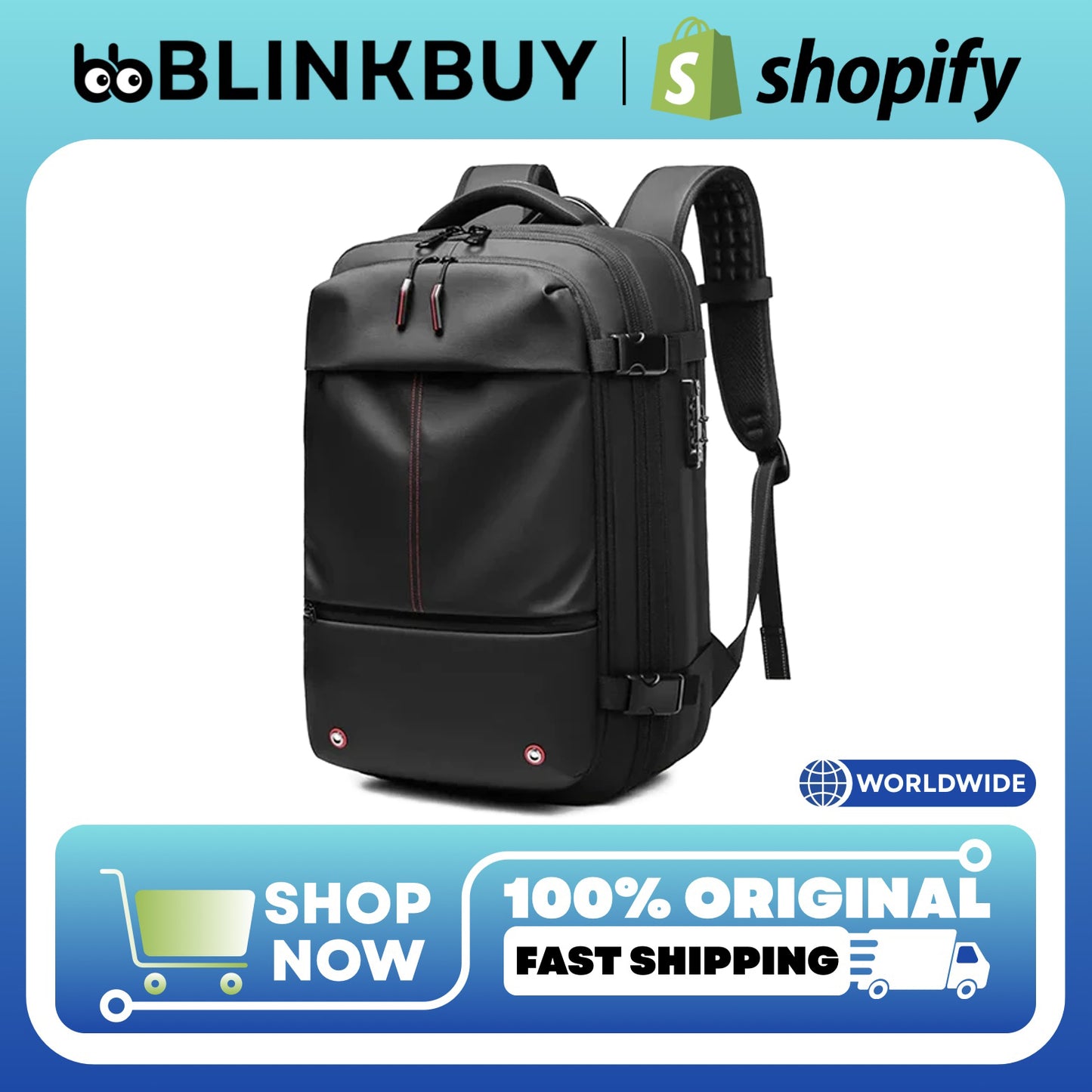 Vacuum Seal Backpack Travel 60L Expandable Air Compression System, Airback Vacpack Backpack TSA Lock Water Resistant Carry-On Luggage