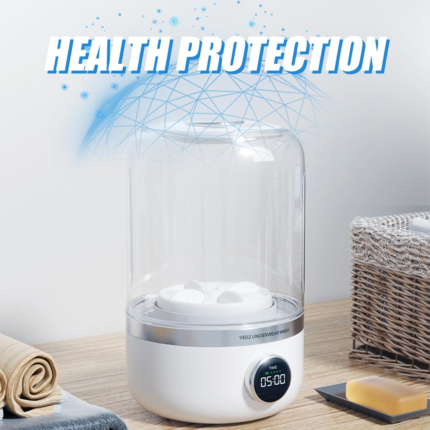 Wireless Washing Machine Portable Underwear Cleaner 1L Mini Socks Washing Machine Dehydratable Laundry Bucket