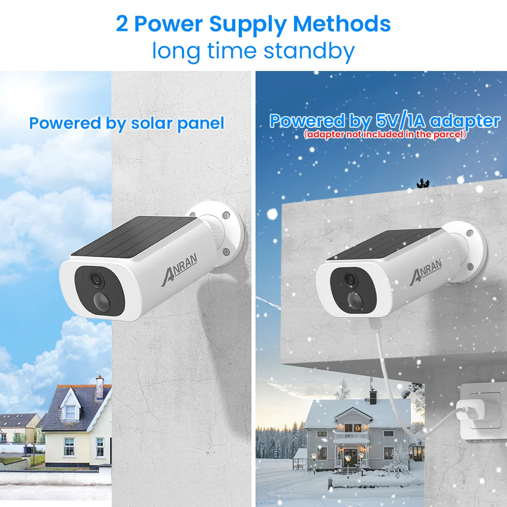 ANRAN Wireless Outdoor Security Camera – 3MP Solar WiFi Camera with Floodlight, Color Night Vision, PIR Motion Detection, 2/3/4 Pack