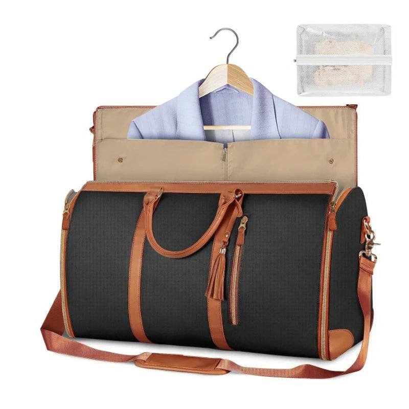Large PU Leather Travel Tote for Women – Foldable, Lightweight, Carry-On Friendly Duffel Bag