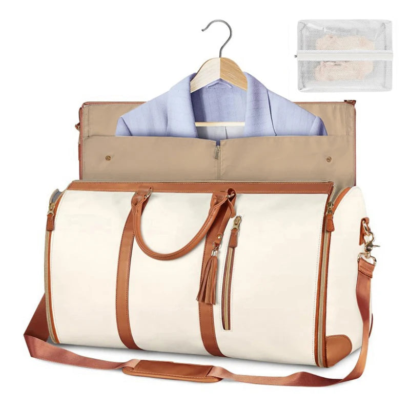 Large PU Leather Travel Tote for Women – Foldable, Lightweight, Carry-On Friendly Duffel Bag