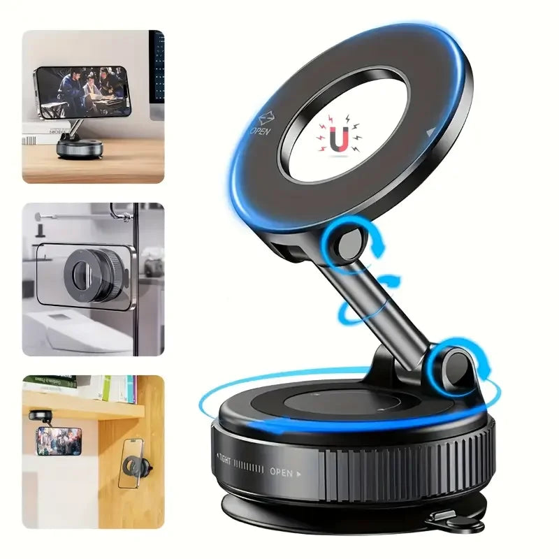 360° Adjustable Vacuum Magnetic Car Phone Holder For Magsafe Magnetic Suction Cup Phone Holder Folding Stand for Car Mirror Gym