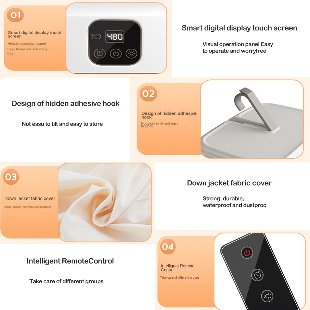Portable Foldable Electric Clothes Dryer with Remote Control – Compact Travel Laundry Dryer with Timer Function