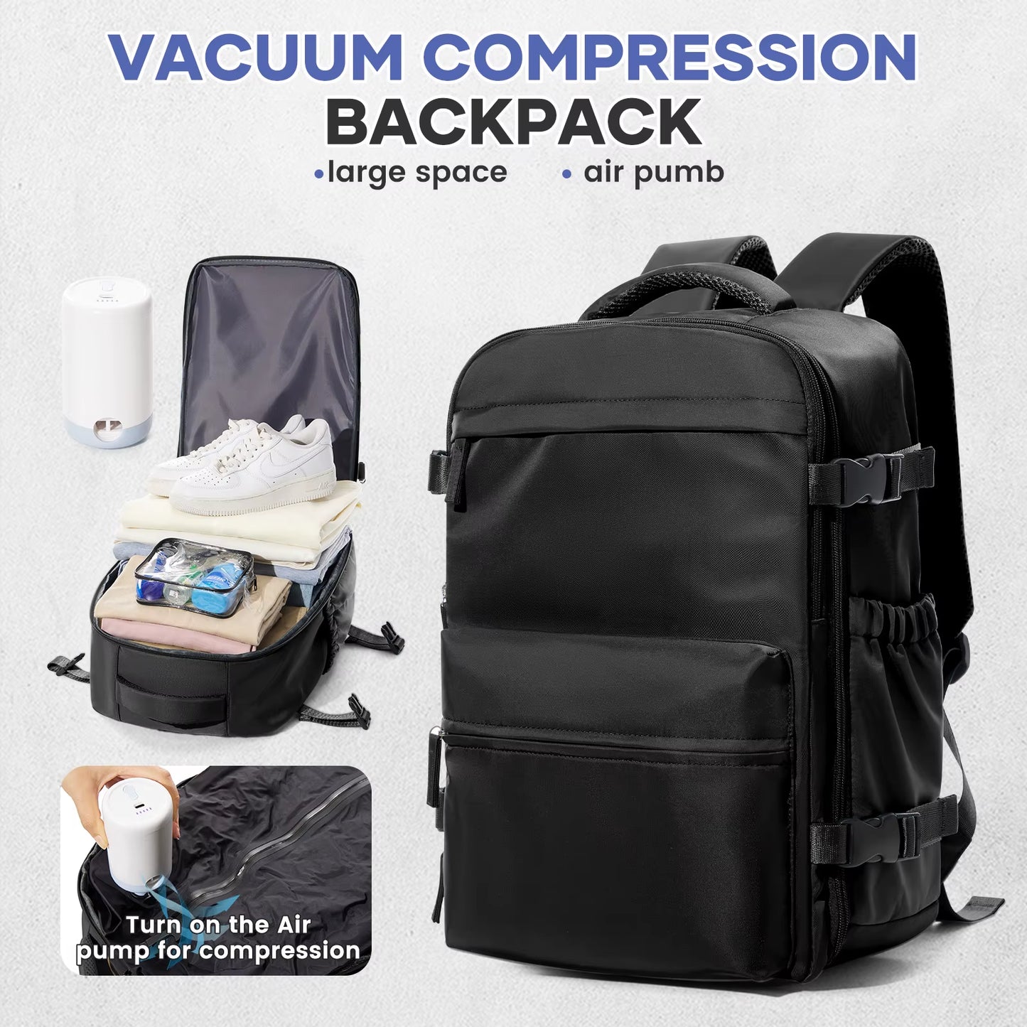 Ultimate Expandable Vacuum Backpack - Large Capacity Business & Travel Bag for Men & Women, Perfect for Laptops & School Essentials