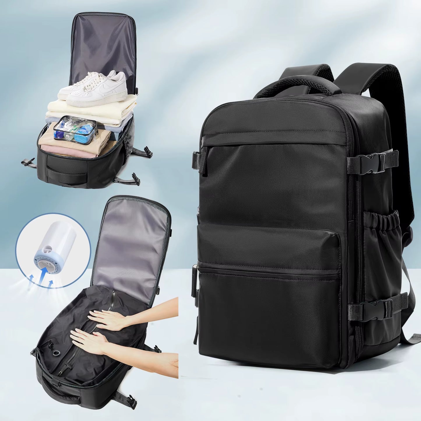 Ultimate Expandable Vacuum Backpack - Large Capacity Business & Travel Bag for Men & Women, Perfect for Laptops & School Essentials