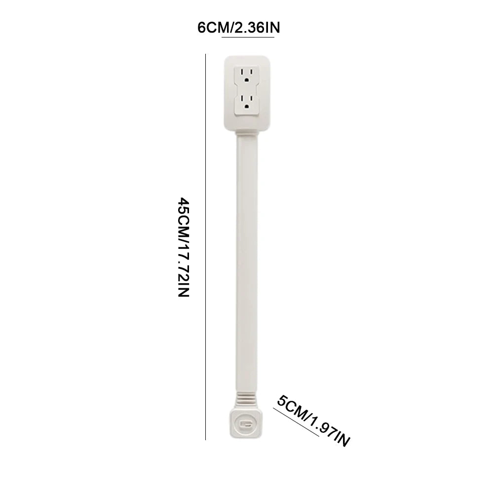 Power Outlet Extender with USB-C – 42/75cm Extension Cord, Fast Charging, US Plug for Sofa, Bedside, or Desk