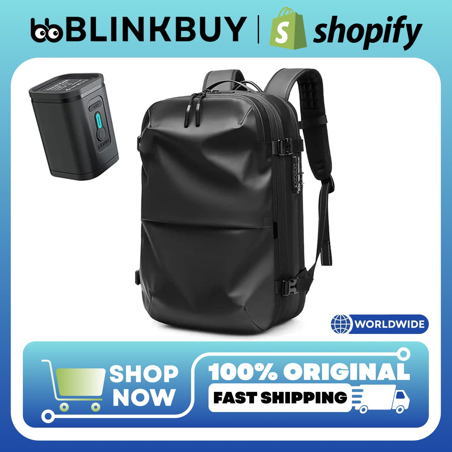 Vacuum Compression Travel Backpack 60L Expandable Air Compression System with TSA Lock Water Resistant Carry-On Luggage