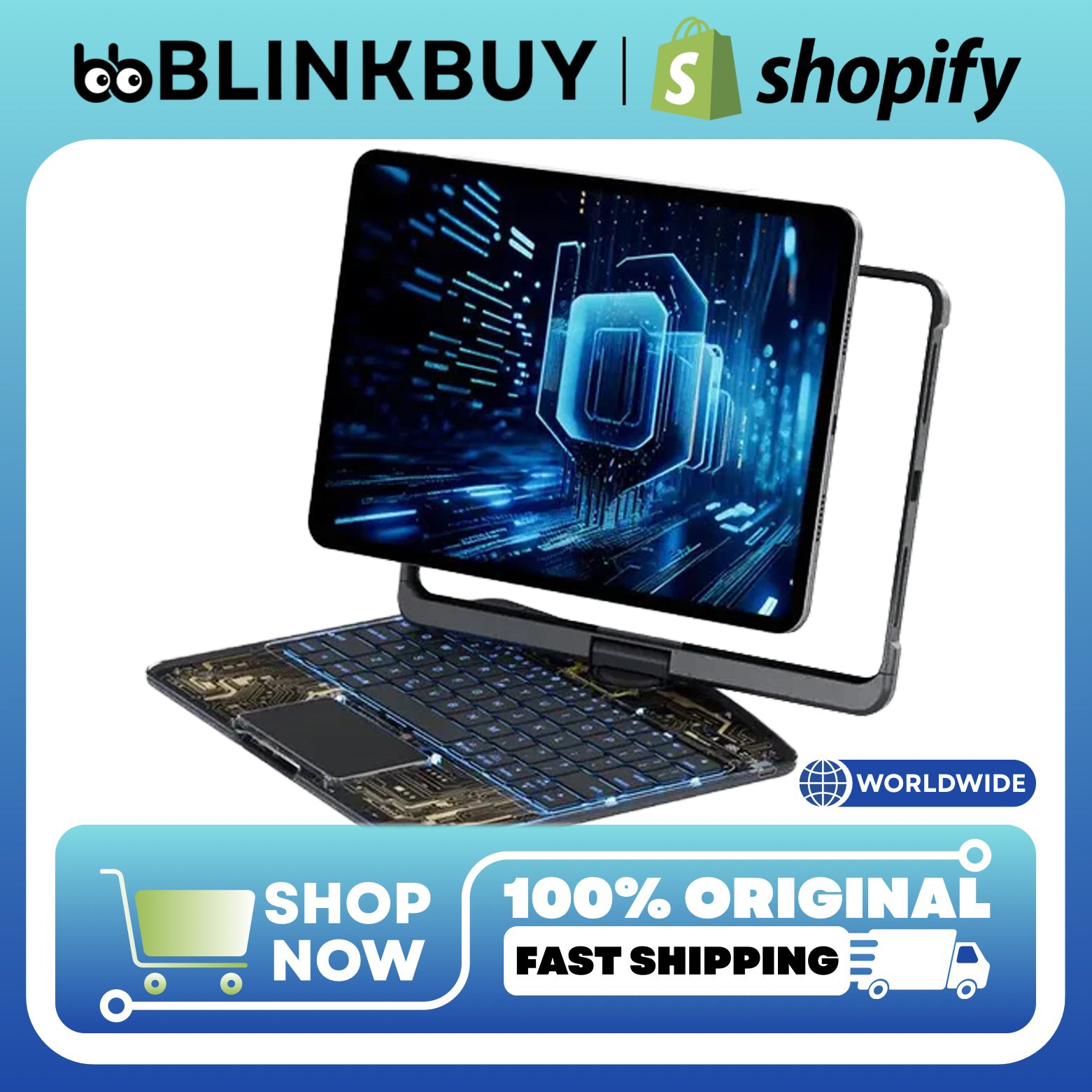 Touchpad Keyboard Case for iPad Air 6 / Pro 11" & 13" – All-in-One Magic Keyboard with Trackpad, 360° Rotation & Drop Protection