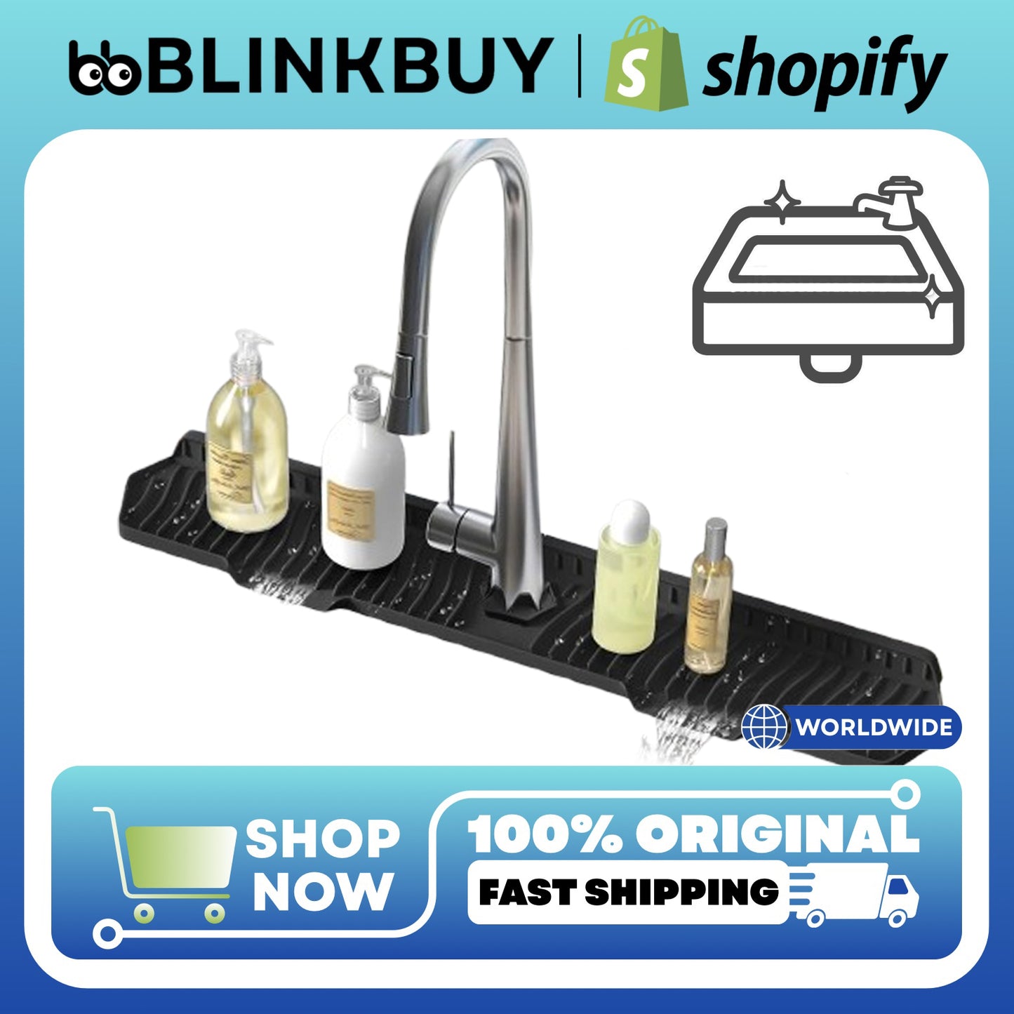 Silicone Kitchen Sink Splash Guard & Draining Mat – 24" / 29.5" Water Barrier Pad for Countertop Protection