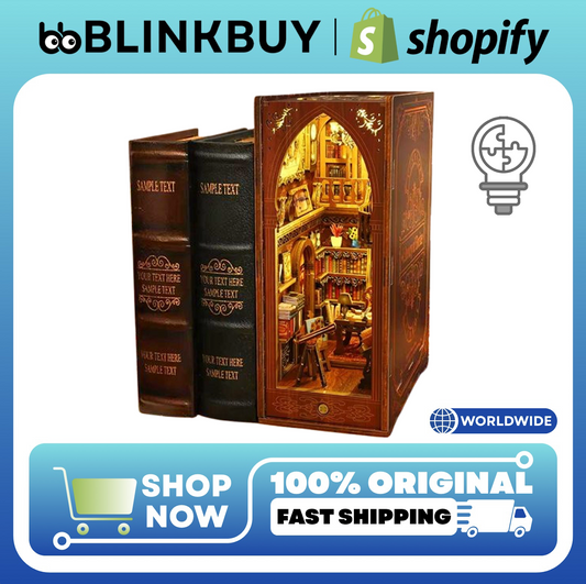 3D Wooden Book Nook DIY Kit – Miniature Dollhouse with LED, Perfect Gift for Adults