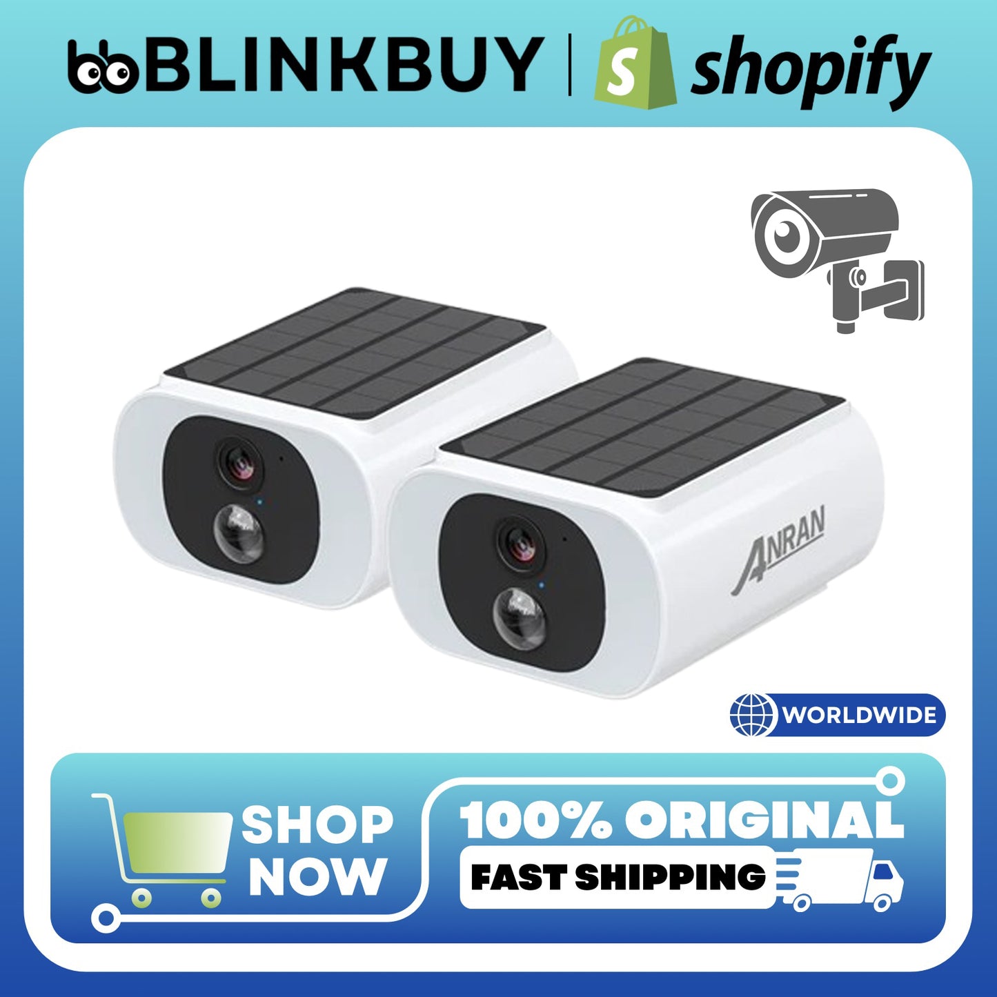 ANRAN Wireless Outdoor Security Camera – 3MP Solar WiFi Camera with Floodlight, Color Night Vision, PIR Motion Detection, 2/3/4 Pack