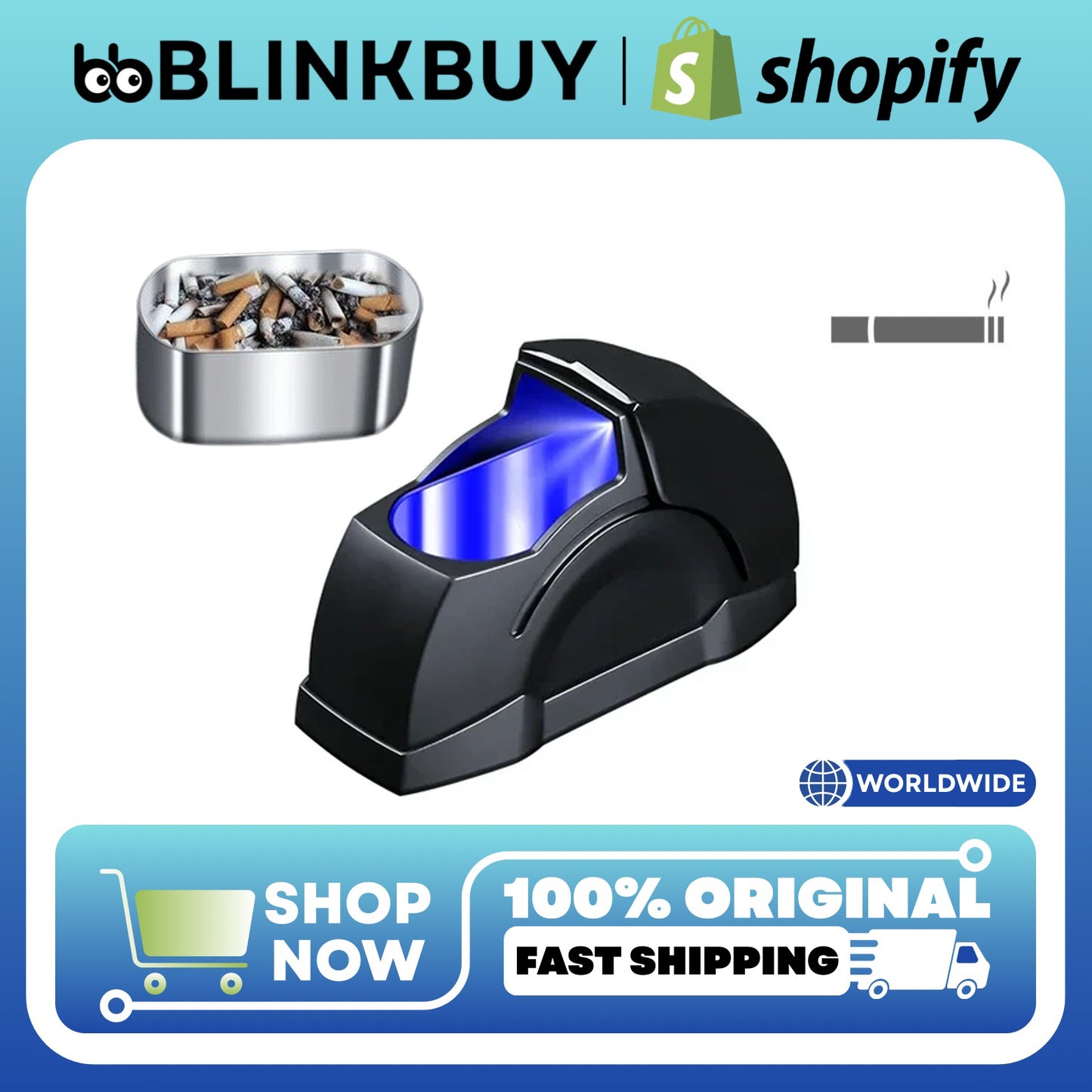 Premium Windproof Car Ashtray – Sleek Metal-Lined Design with Lid, Odor Control, and Stylish Interior Fit