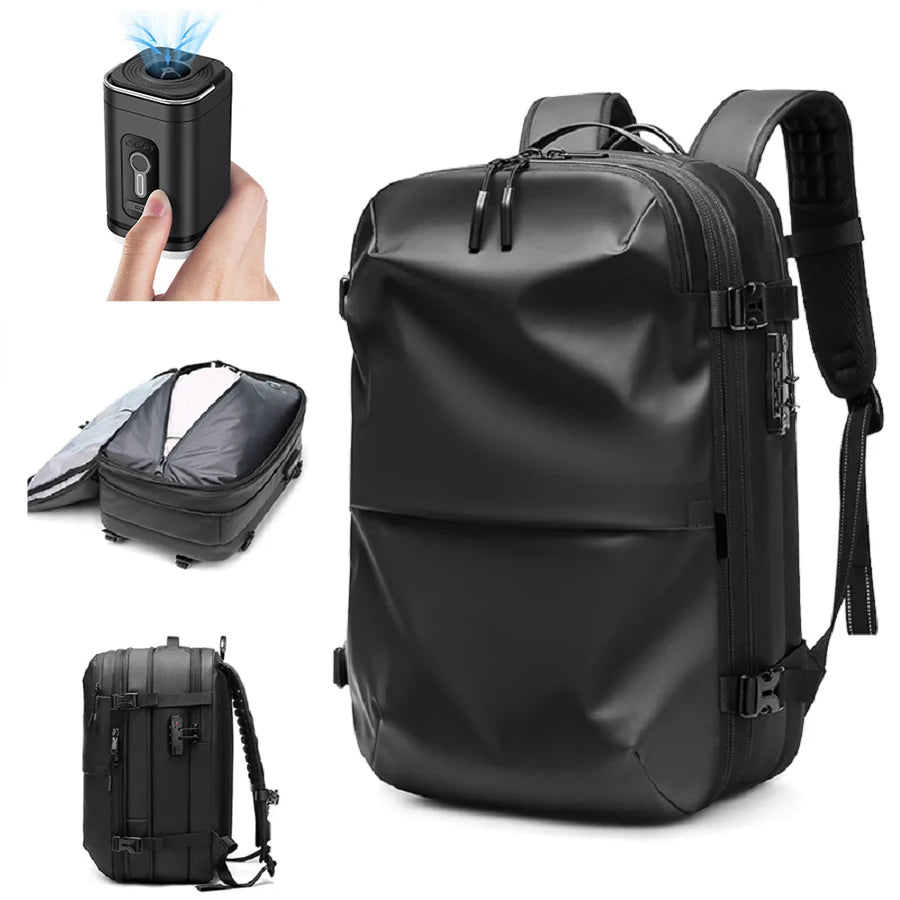 Vacuum Compression Travel Backpack 60L Expandable Air Compression System with TSA Lock Water Resistant Carry-On Luggage
