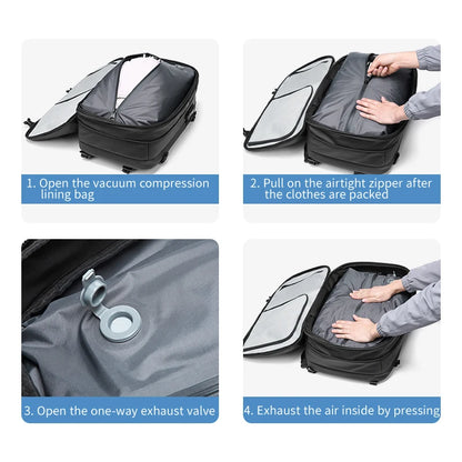Vacuum Compression Travel Backpack 60L Expandable Air Compression System with TSA Lock Water Resistant Carry-On Luggage