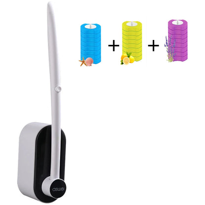Wall-Mounted Disposable Toilet Brush Set with Long Handle – Replaceable Brush Heads, Deep Clean No Dead Corners, Bathroom Cleaning Tool