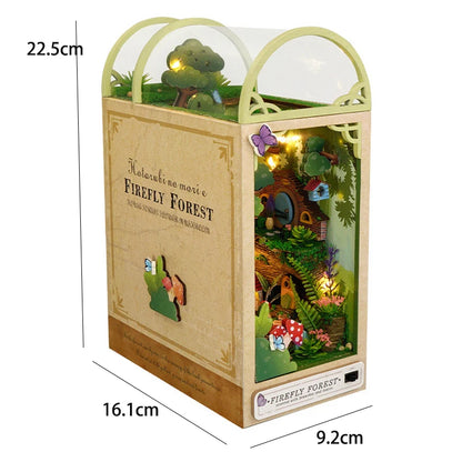 3D Wooden Book Nook DIY Kit – Miniature Dollhouse with LED, Perfect Gift for Adults