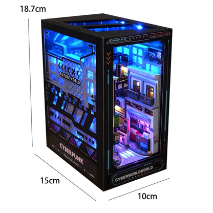 3D Wooden Book Nook DIY Kit – Miniature Dollhouse with LED, Perfect Gift for Adults