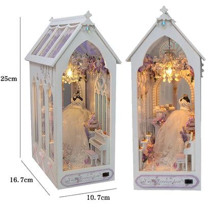 3D Wooden Book Nook DIY Kit – Miniature Dollhouse with LED, Perfect Gift for Adults