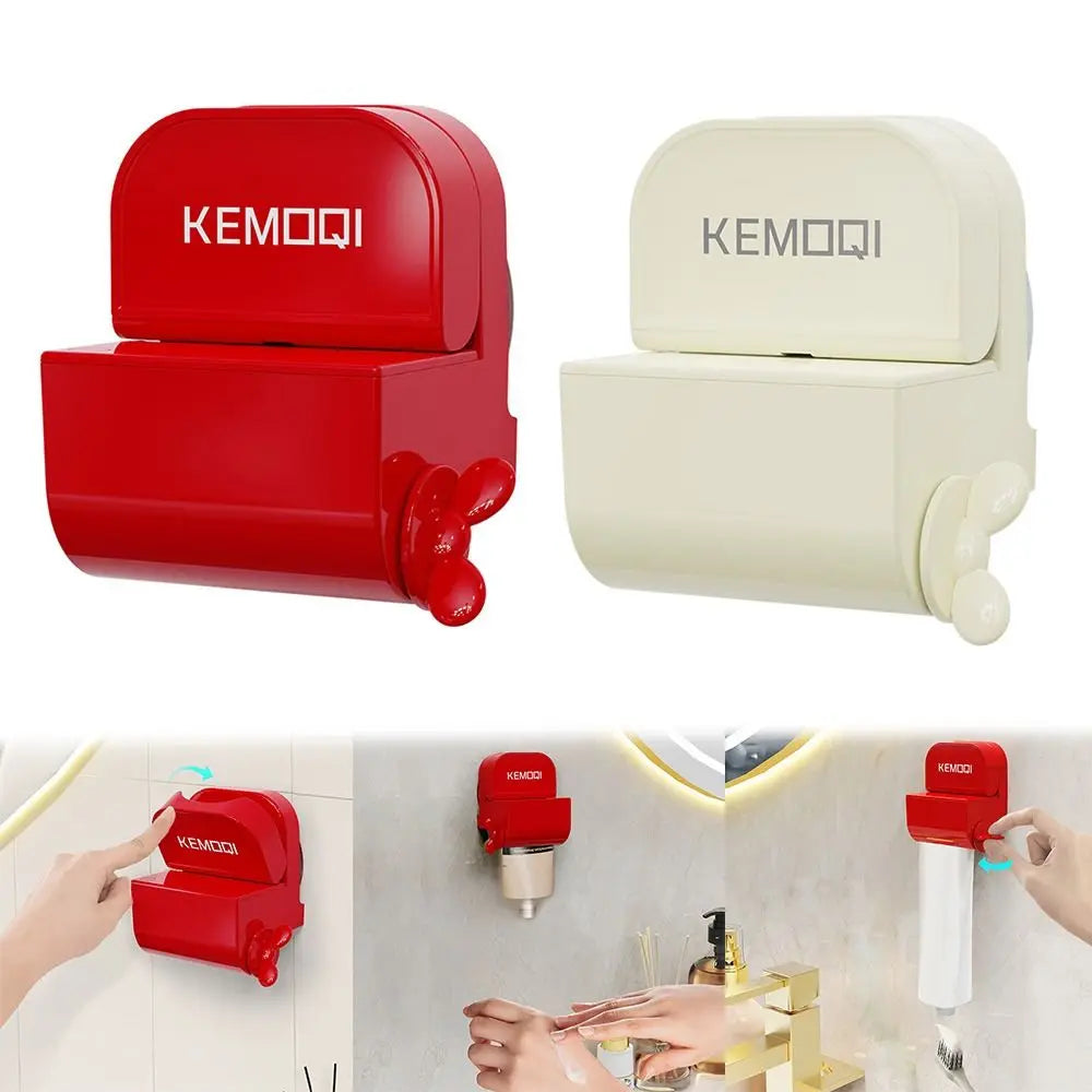 Easy Squeeze Toothpaste Holder with Rack – Manual Dispenser for Neat Bathrooms