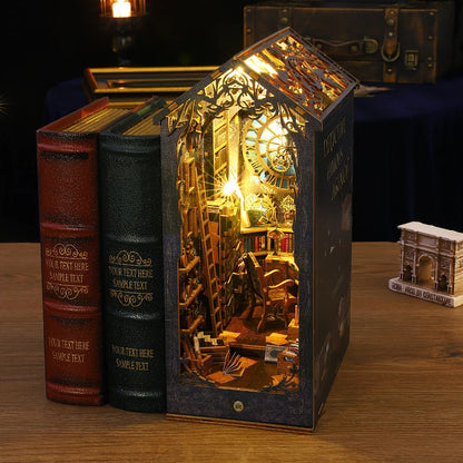 3D Wooden Book Nook DIY Kit – Miniature Dollhouse with LED, Perfect Gift for Adults