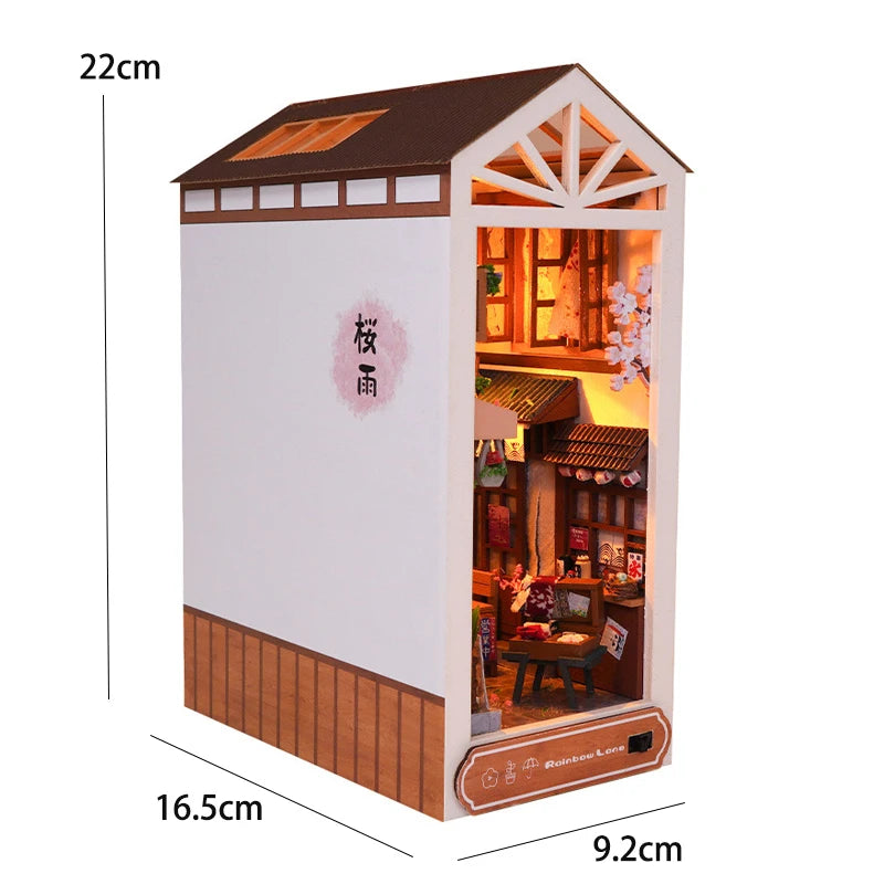 3D Wooden Book Nook DIY Kit – Miniature Dollhouse with LED, Perfect Gift for Adults