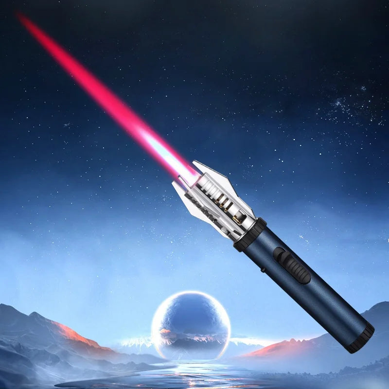Lightsaber Torch Jet Lighter – Powerful Red Flame Windproof Butane Lighter with Compass | Outdoor, BBQ, Welding & Cigar Use