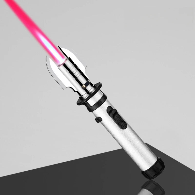 Lightsaber Torch Jet Lighter – Powerful Red Flame Windproof Butane Lighter with Compass | Outdoor, BBQ, Welding & Cigar Use