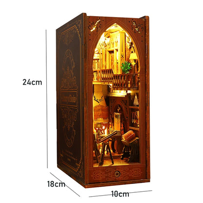 3D Wooden Book Nook DIY Kit – Miniature Dollhouse with LED, Perfect Gift for Adults