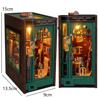 3D Wooden Book Nook DIY Kit – Miniature Dollhouse with LED, Perfect Gift for Adults