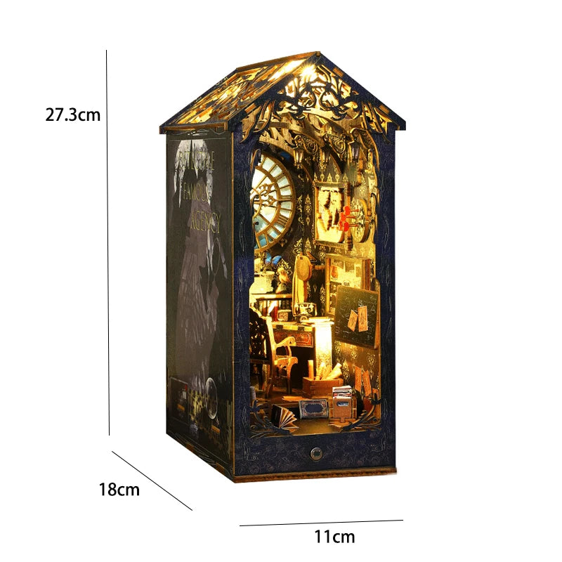 3D Wooden Book Nook DIY Kit – Miniature Dollhouse with LED, Perfect Gift for Adults