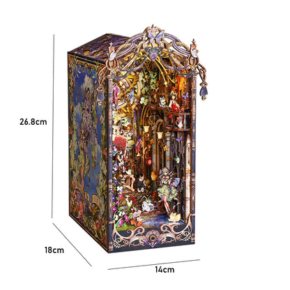3D Wooden Book Nook DIY Kit – Miniature Dollhouse with LED, Perfect Gift for Adults