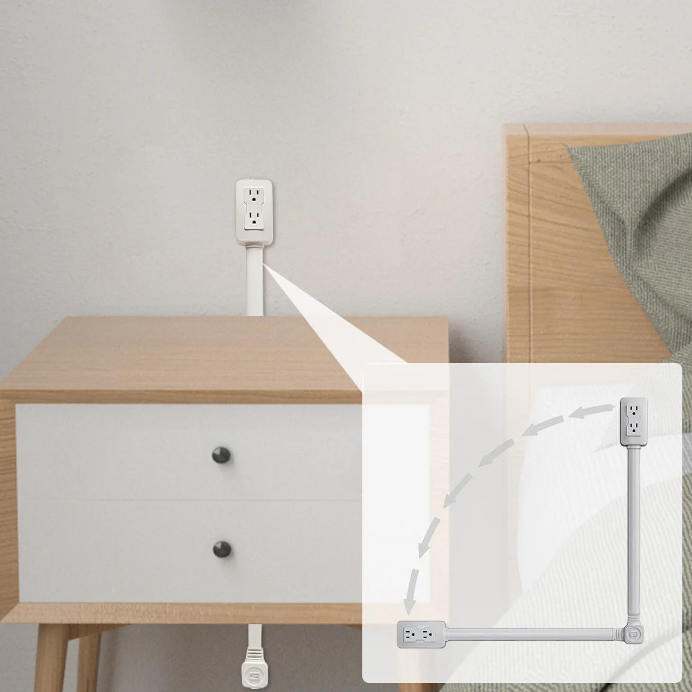 Power Outlet Extender with USB-C – 42/75cm Extension Cord, Fast Charging, US Plug for Sofa, Bedside, or Desk