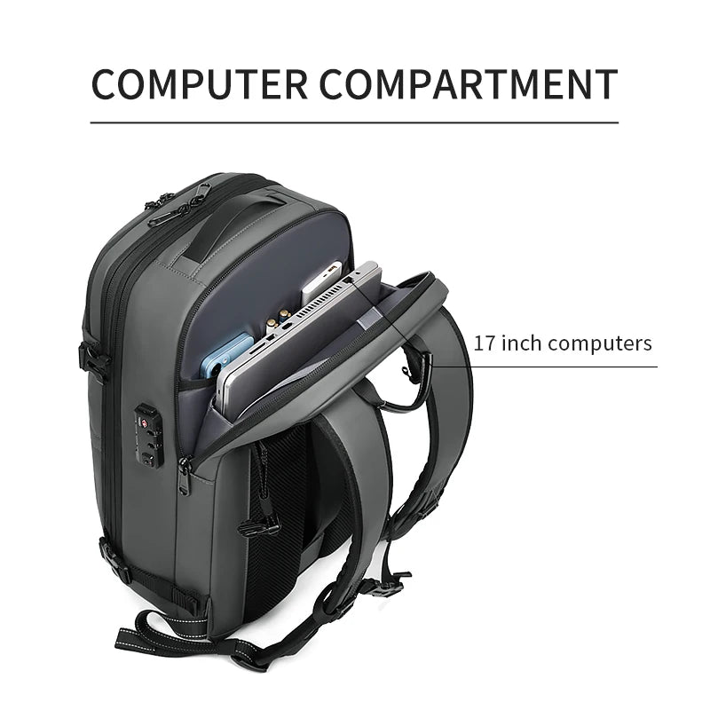 Vacuum Compression Travel Backpack 60L Expandable Air Compression System with TSA Lock Water Resistant Carry-On Luggage