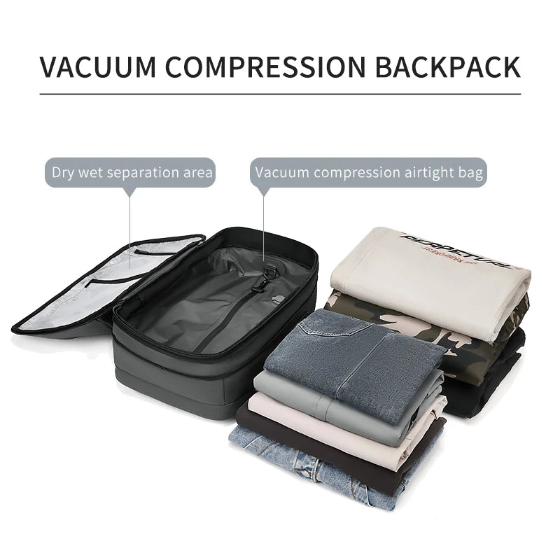 Vacuum Compression Travel Backpack 60L Expandable Air Compression System with TSA Lock Water Resistant Carry-On Luggage